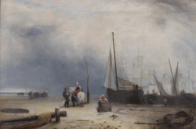 Coast Scene with Boats and Figures by Unbekannt Unbekannt